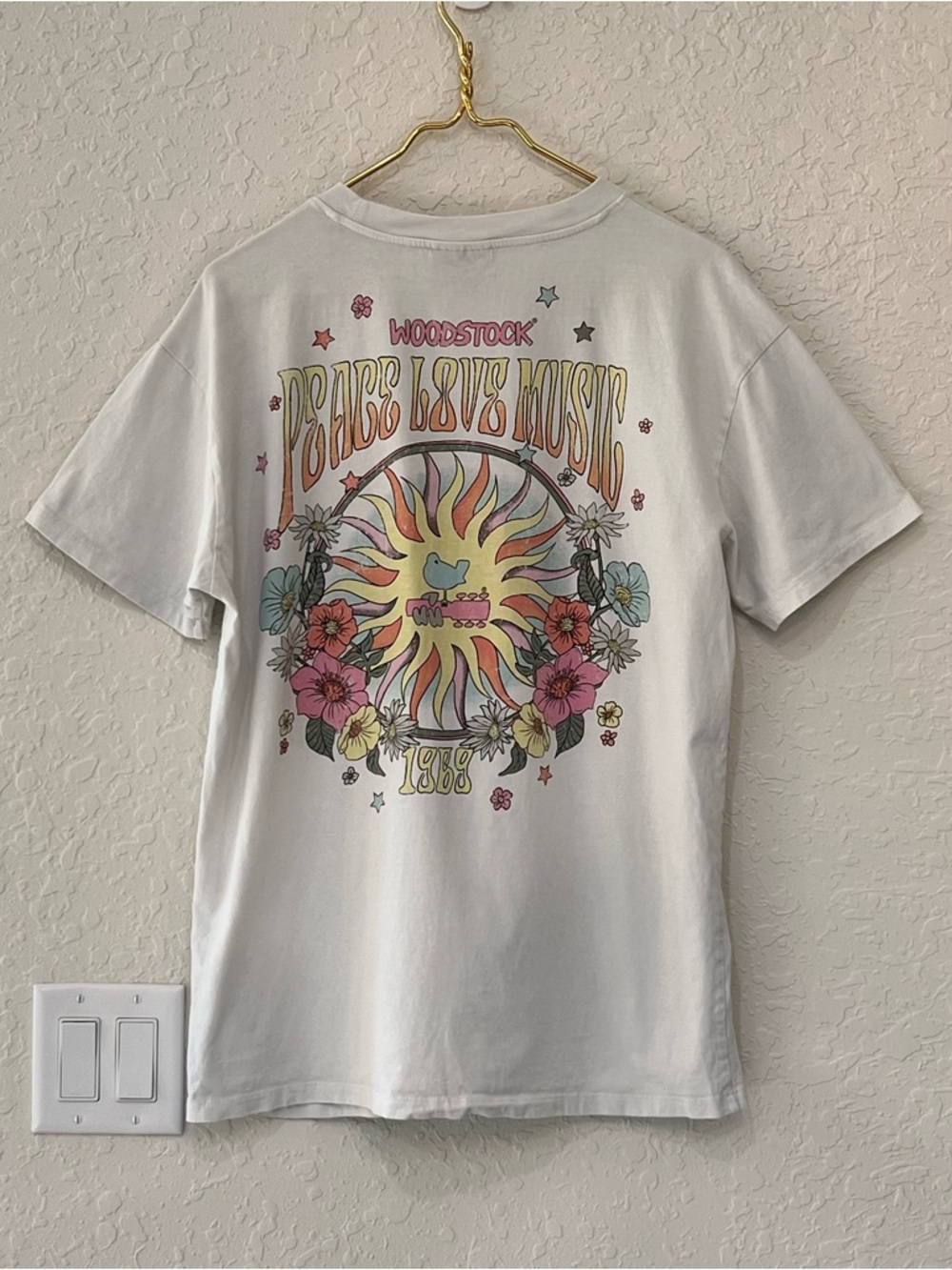 Woodstock Peace Love Music Graphic Tee Cotton On Oversized Style T-Shirt Medium - Picture 5 of 8